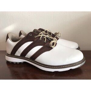 Size 9.5 Men Adidas MC-Z Traxion Leather Spikeless Golf Shoe White Brown IG0910